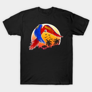 ara scarlet macaw sunset jungle T-Shirt